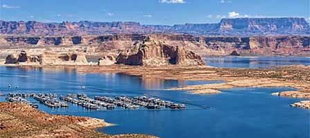 Lake Powell and marina near Page Arizona