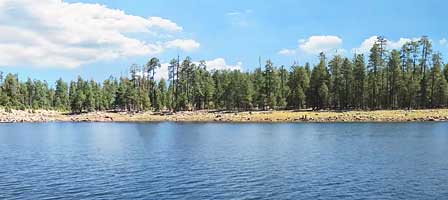 Willow Springs Lake in the pine forest of the Mogollon Rim near Payson Arizona