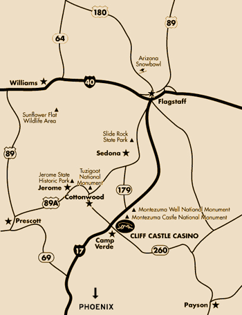 Cliff Castle Casino Map 