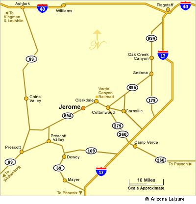 Map Of Jerome Arizona Jerome Arizona Map | Directions To Jerome AZ