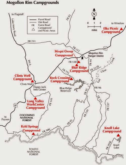 Knoll Lake Arizona Near Payson AZ   Mogollon Rim Campground Map 