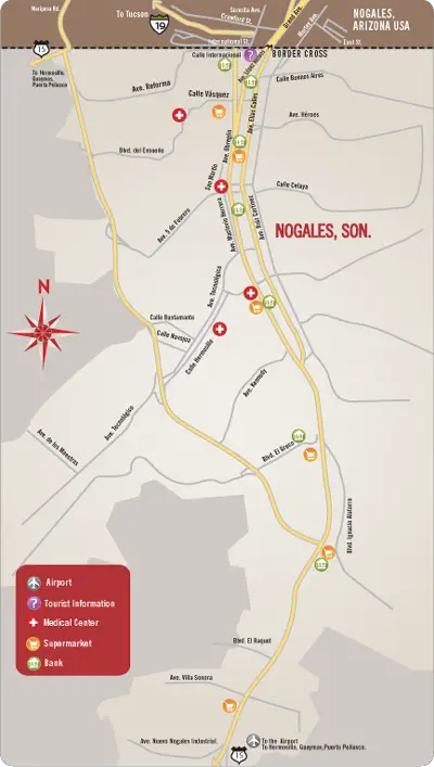 Map of Nogales Mexico