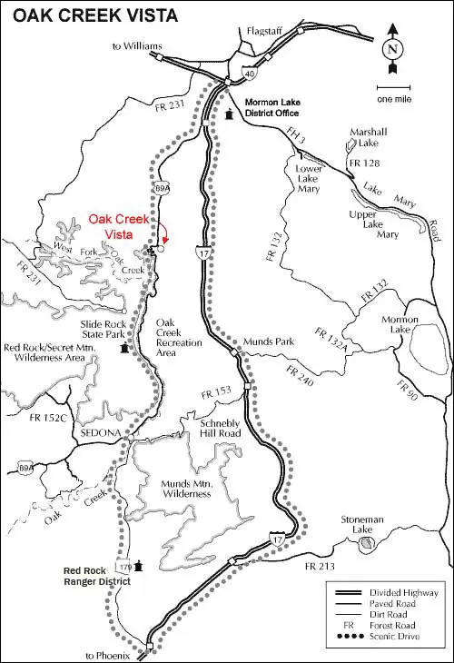 Oak Creek Canyon Vista Overlook Directions And Map