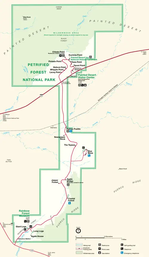 petrified forest national park map