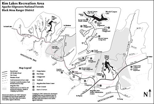 Map Location of Rim RV Campground Near Payson on the Mogollon Rim