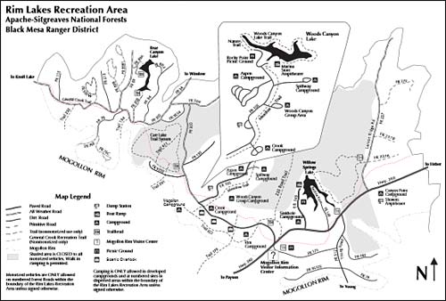 Map Location of Sinkhole RV Campground Near Payson AZ and Willow Springs Lake