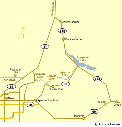 Roosevelt Lake Area Map 400 