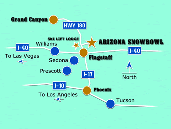 Map to the Arizona Snowbowl