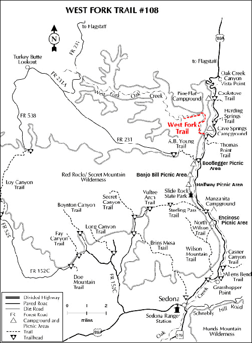 West Fork Oak Creek Trail Location Map